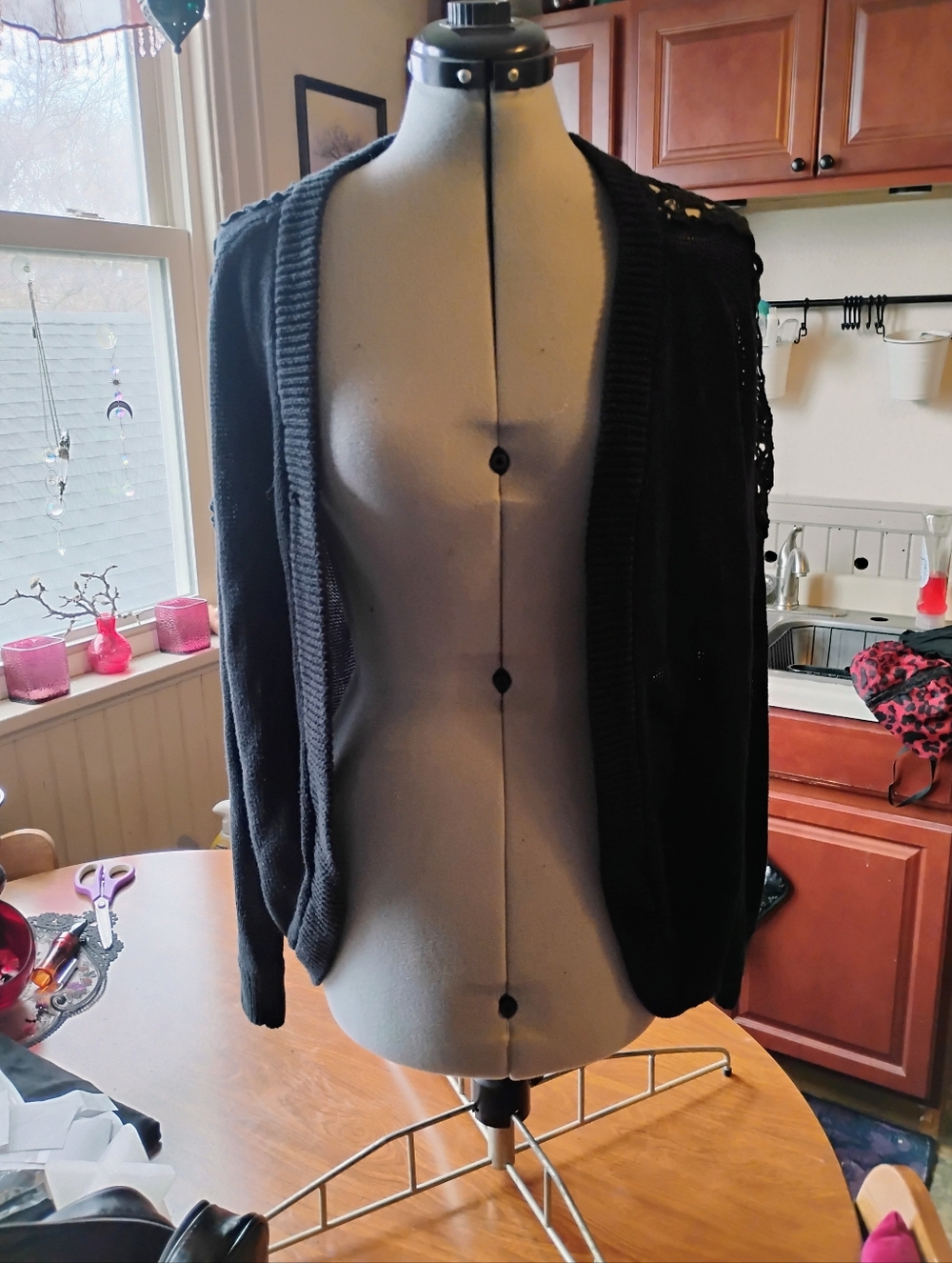 Black Open-Front Women's Cardigan Sweater